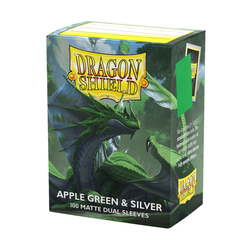 Dragon Shield - DS - Standard Dual Sleeves: Apple Green & Silver [Matte] (100 count)