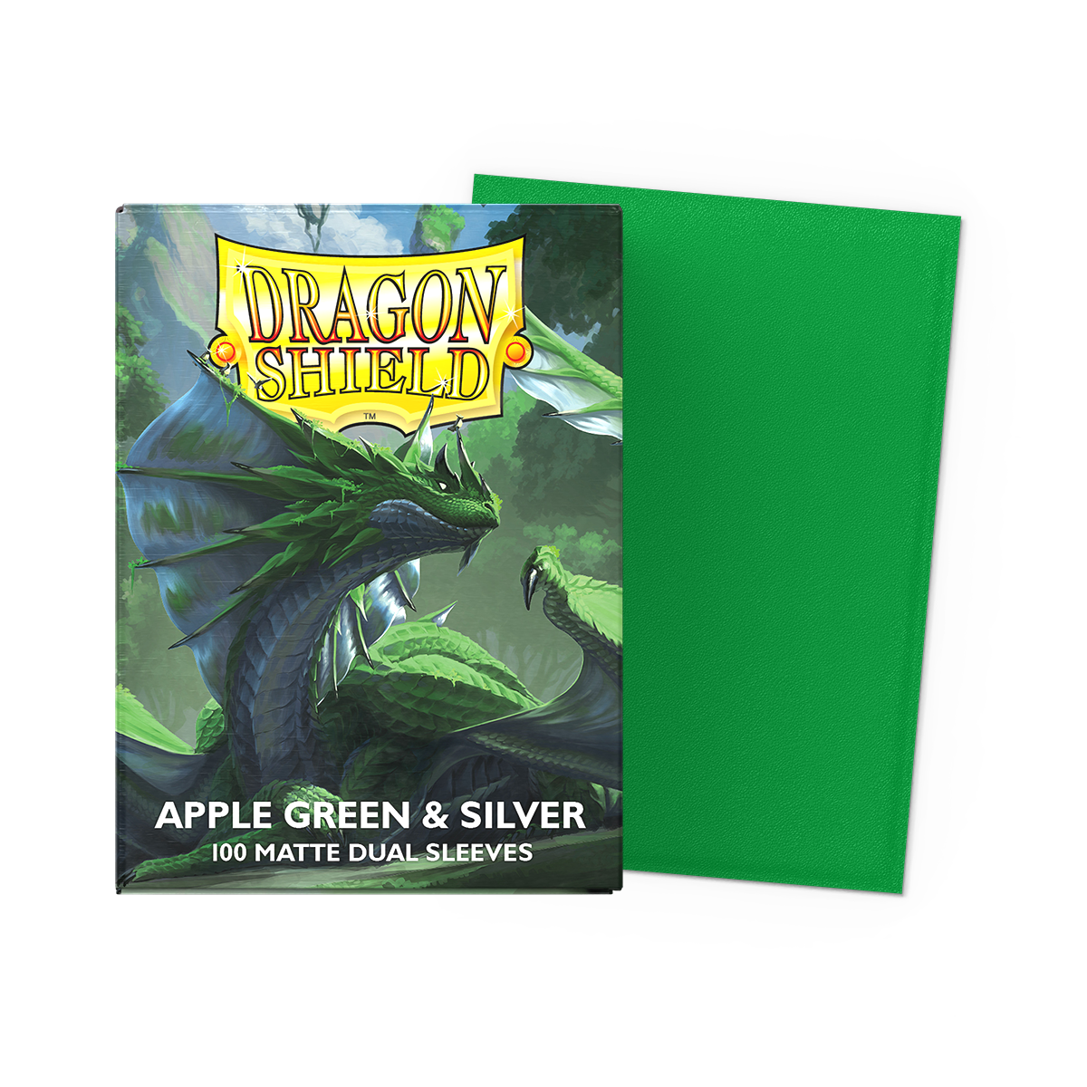 Dragon Shield - DS - Standard Dual Sleeves: Apple Green & Silver [Matte] (100 count)